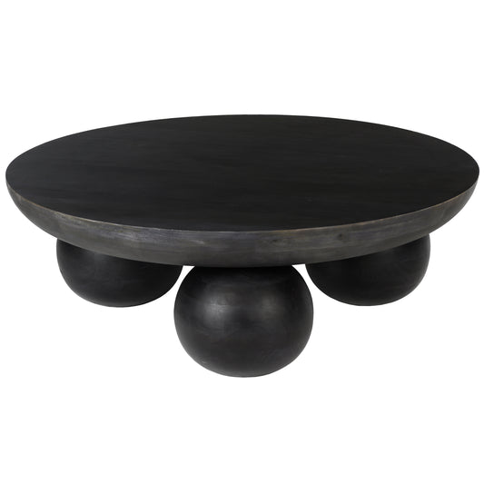 •	Artistic Contemporary Design
•	Spacious Rounded Tabletop
•	Durable Mango Wood Construction
•	Unique Spherical Leg Design
•	1-Year Warranty 